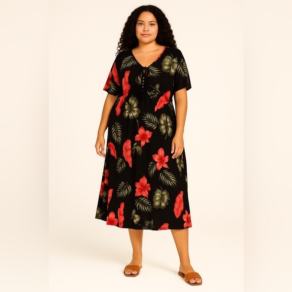 Black Ruched Ruffled Midi Sundress 🩷 - Picture 12 of 12